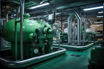 electrolyzer equipment in a green hydrogen facility
