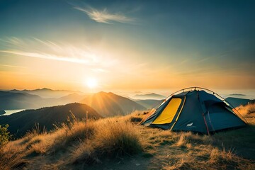Fototapeta na wymiar camping at sunset