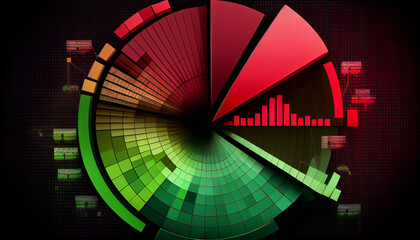 Economic graph charts and business analysis green and red, Ai generated image