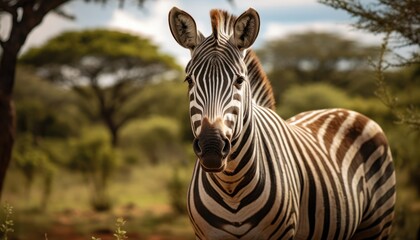 Fototapeta premium Photo of a zebra in its natural habitat