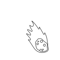 Doodle Hand Drawn Fiery Space Meteorite