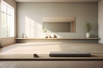 Fototapeta na wymiar minimalist yoga studio with calming color scheme