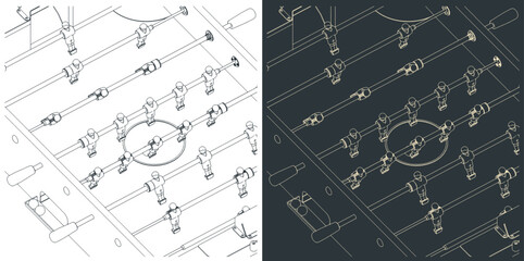 Classic foosball table close-up