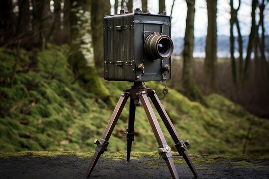 pinhole camera with tripod and shutter release