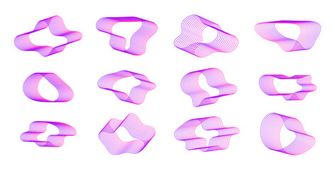 Spirograph patterns set Certificate watermark ornament Vector geometric abstract forms Amoeba blob and spiral twisted lines Blend morph shape gradient can be used as watermarks