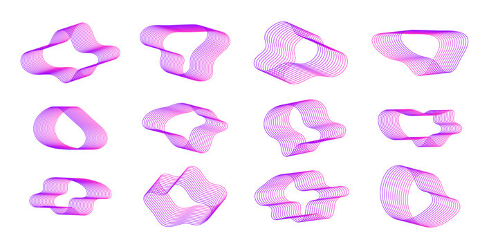 Spirograph patterns set Certificate watermark ornament Vector geometric abstract forms Amoeba blob and spiral twisted lines Blend morph shape gradient can be used as watermarks