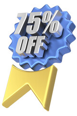 Seventy five percent off. 75% off. Sale badge.