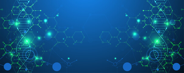 Science template, wallpaper or banner with a DNA molecules.