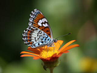 Fototapeta na wymiar A beautiful butterfly perched on a flower