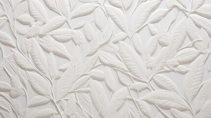 Embossed motif pattern on paper background. Leaves pattern paper press illustration.