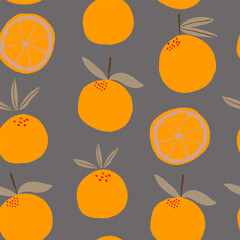 Oranges pattern on dark background. . Vector illustration - 632249506