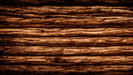 Wooden log wall. Brown wood log wall texture, natural background, AI generation	
