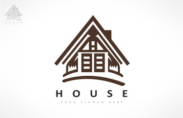 House logo Vector. Real Estate Design. House in chalet style.