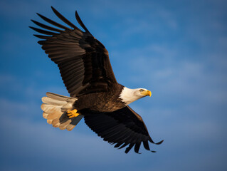 Obraz premium A majestic bald eagle soaring through the sky