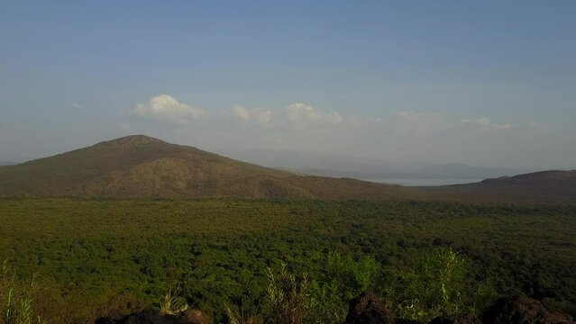 Aerial view of the bridge of god and lakechamo and abaya Arba minch Ethiopia