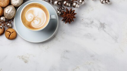 A Cup of Coffee on a Beautiful Decorated White Surface AI Generated