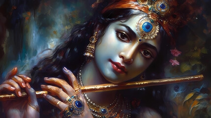 Hindu God Krishna Wall Art | Generative AI
