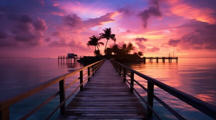 Fototapeta premium Sunrise at a dock in Islamorada Florida Keys