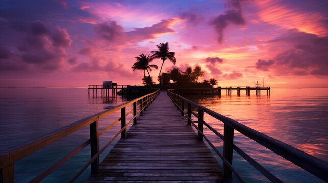 Sunrise at a dock in Islamorada Florida Keys
