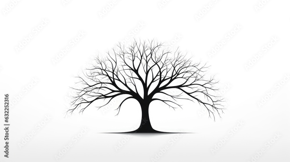 Poster tree with leaves cast a shadow on white
