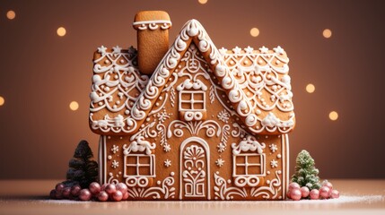 Festive Christmas Gingerbread House Banner AI Generated