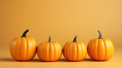 Obraz premium Minimalistic Pumpkins on Pale Gradient Background AI Generated