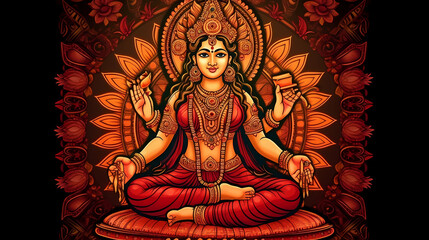 Indian Hindu Goddess Lakshmi, Goddess of Wealth, Prosperity and Well Being | Generative AI