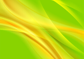 Bright green yellow smooth waves abstract elegant background