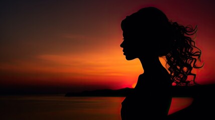 Obraz na płótnie Canvas Appreciating the Sunset Woman s Silhouette at Nightfall