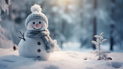 Obraz premium Magical Christmas Snowman in Cinematic Photography AI Generated