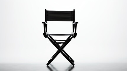 Silhouetted director chair on white background - obrazy, fototapety, plakaty