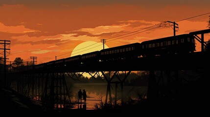 Fototapeta premium Train crossing the bridge