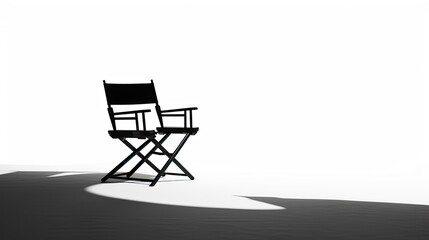 Silhouetted director chair on white background