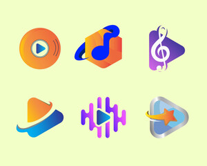 set play logo design template. music play logo vector
