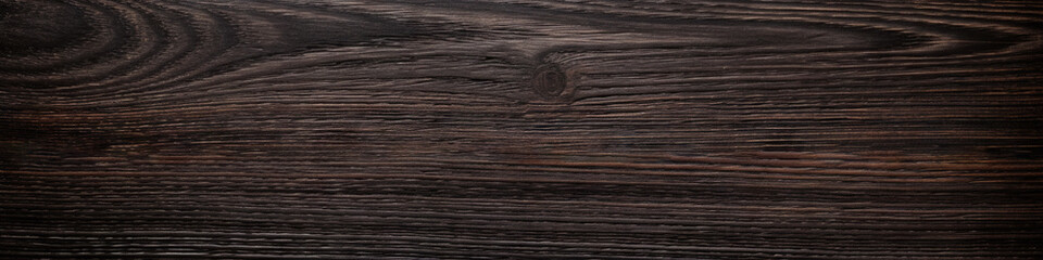 Wide banner with dark wenge wood texture as a background.