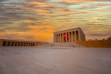Mausoleum of Ataturk at amazing sunset , Ankara, Turkey - obrazy, fototapety, plakaty