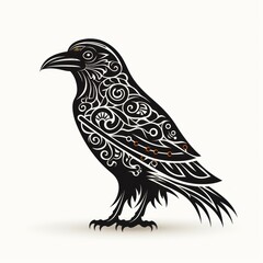 Obraz premium Mystical Raven Silhouette with Celtic Knot Symbols AI Generated