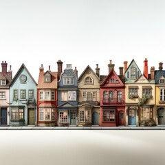 Fototapeta premium Colorful Clipart of Quirky English Countryside Houses AI Generated
