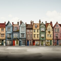 Fototapeta na wymiar Colorful Clipart of Quirky English Countryside Houses AI Generated