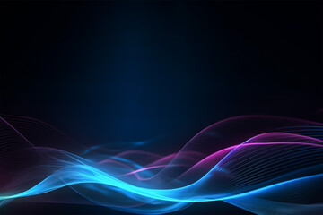 Abstract futuristic background with glowing neon moving high speed wave lines and bokeh lights. Data transfer concept Fantastic wallpaper. Ai Generative