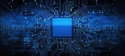 Shiny Blue Circuit Board Techno Background AI Generated