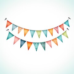 Colorful Birthday Bunting Clipart on White Background AI Generated