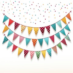 Obraz premium Colorful Birthday Bunting Clipart on White Background AI Generated