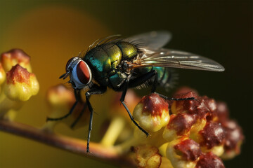 a fly on a tree branch