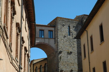 Historic center of Volterra. With buildings connected at the top. Volterra (Pisa)