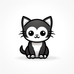 Obraz premium Flat Vector Icon of a Cat on a White Background AI Generated