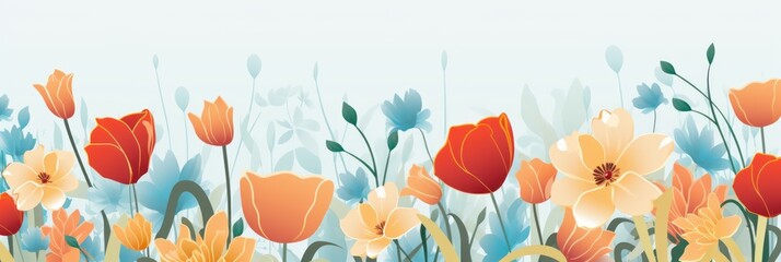 Modern Flat Design Flower Background with Copyspace AI Generated