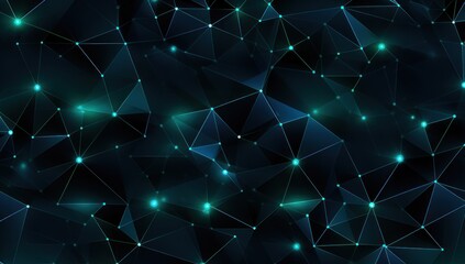 Obraz premium Abstract Interlocking Triangles Pattern with Dark Blue Stars and Spheres AI Generated