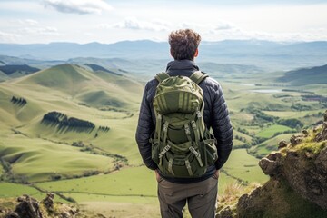 The Ultimate Hiking Backpack for Men with Stunning Mountain Scenery AI Generated