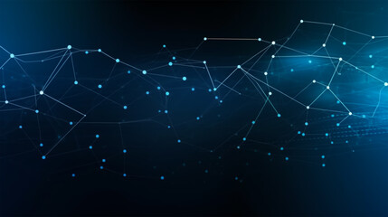 Obraz premium Technology connection digital data concept, Abstract lines and dots connect background